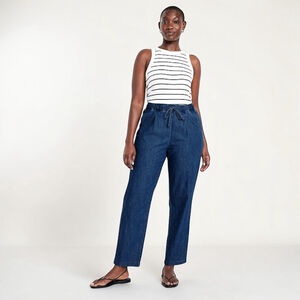 Old Navy Billie Straight Leg Pull On Jeans Dark Rinse Blue Womens Size M